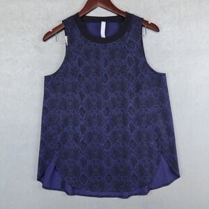 Athleta Zephyr Tank Black Blue Animal Print Pickleball Tennis Golf Sport Small